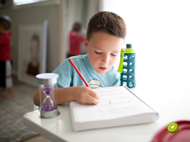 homeschool boy writing