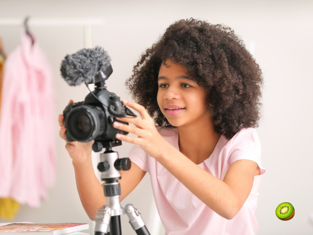 a homeschool teenage girl taking a photo